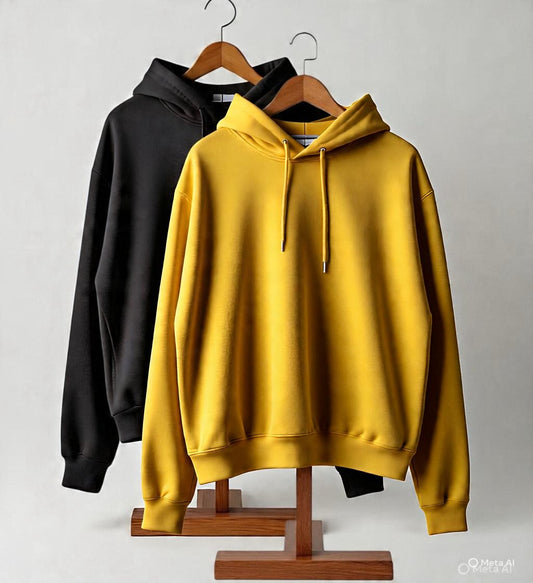 Pack of 2 Premium Hoodies – Ultimate Comfort & Style Combo (Black & Yellow)