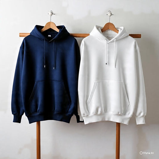 Pack of 2 Premium Hoodies – Ultimate Comfort & Style Combo (Blue & White)