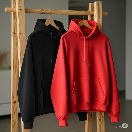 Pack of 2 Premium Hoodies – Ultimate Comfort & Style Combo (Black & Red)