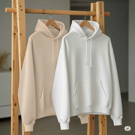 Pack of 2 Premium Hoodies – Ultimate Comfort & Style Combo (White & Beige)