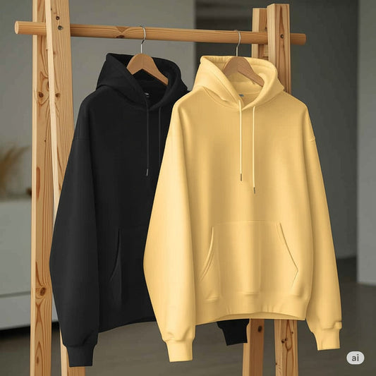 Pack of 2 Premium Hoodies – Ultimate Comfort & Style Combo (Black & Yellow)